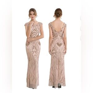 NWT Angel Fashions Sequin Mermaid Fit Light Coral S